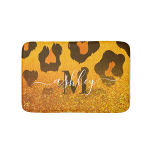 Tapis De Bain Empreinte de léopard Parties scintillant d'or
