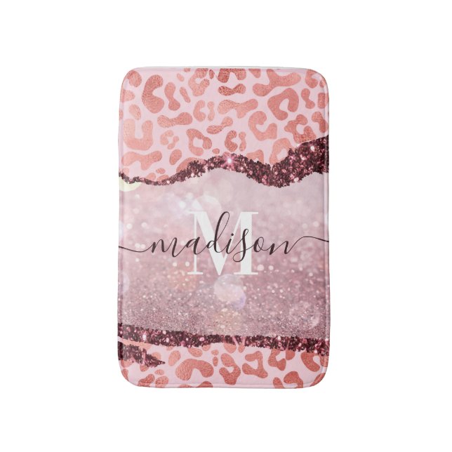 Tapis De Bain Empreinte de léopard rose Gold (Devant (Vertical))