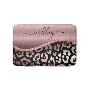 Tapis De Bain Empreinte de léopard rose Gold Foil
