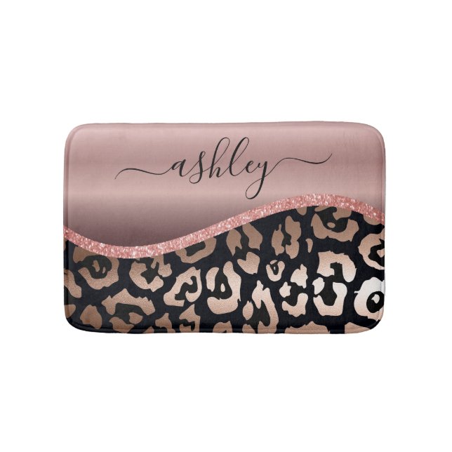 Tapis De Bain Empreinte de léopard rose Gold Foil (Devant)