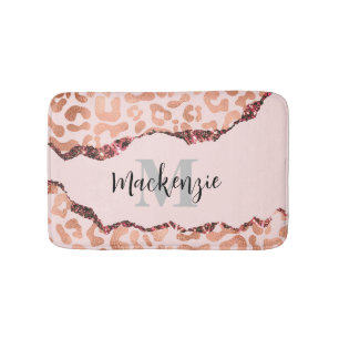 Tapis De Bain Empreinte de léopard rose Gold Parties scintillant