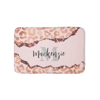 Tapis De Bain Empreinte de léopard rose Gold Parties scintillant