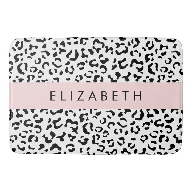 Tapis De Bain Empreinte de léopard, Spots, Noir Et Blanc, Votre  (Devant)