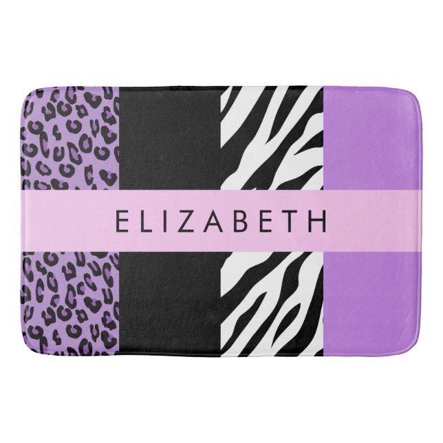 Tapis De Bain Empreinte de léopard, Zebra Print, Purple, Votre n (Devant)