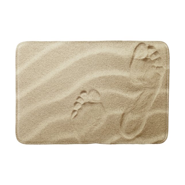 Tapis De Bain Empreintes de pas dans les vagues de sable comme (Devant)