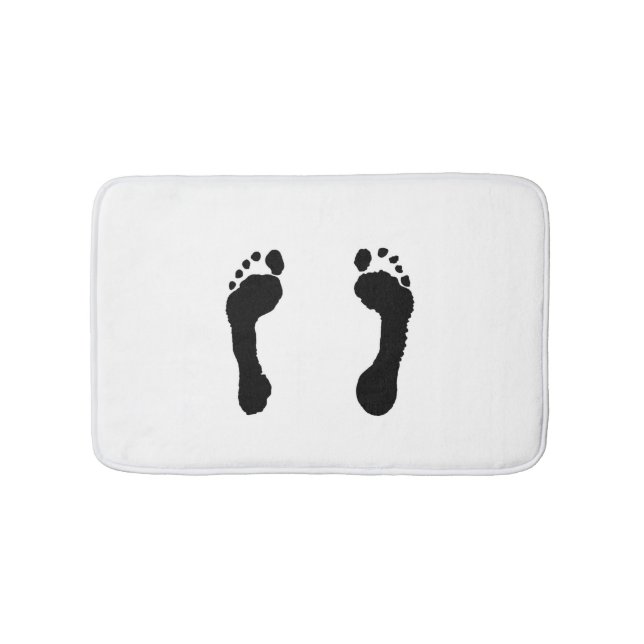Tapis De Bain Empreintes de pas Noir-Embouties (blanches) (Devant)