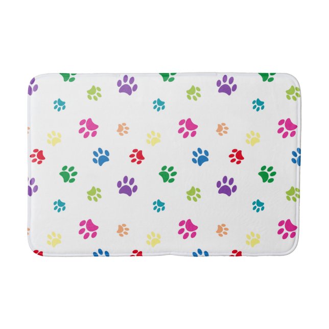 Tapis De Bain Empreintes de pattes peints en arc-en-ciel (Devant)