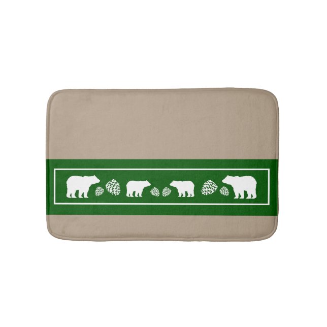 Tapis de bain en mousse de pinecone rustique vert  (Devant)
