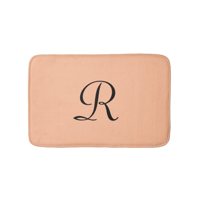 Tapis de bain en peluche à monogramme Peach Fuzz (Devant)