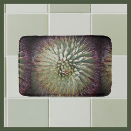 Tapis de bain en peluche vert et violet abstrait d
