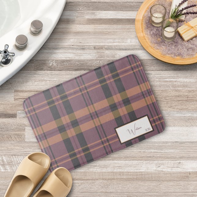 Tapis de bain en tissu chiné à carreaux modernes (Créateur téléchargé)