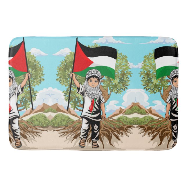 Tapis De Bain Enfant avec le drapeau de Keffiyeh Palestine (Devant)