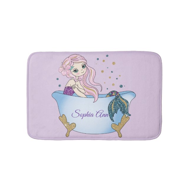 Tapis De Bain Enfants Lavande Parties scintillant Sirène Mat (Devant)