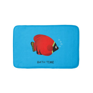 Tapis De Bain Enfants mignons Poisson rouge sur bleu