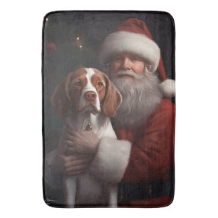 Tapis De Bain Épagneul Breton avec le Père Noël Noël