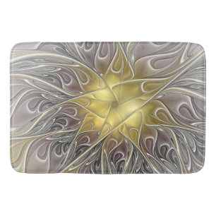 Tapis De Bain Épanouissement avec fleur fractale abstraite moder