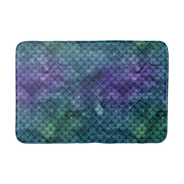 Tapis De Bain Éperche turquoise de sirène pourpre Aqua (Devant)