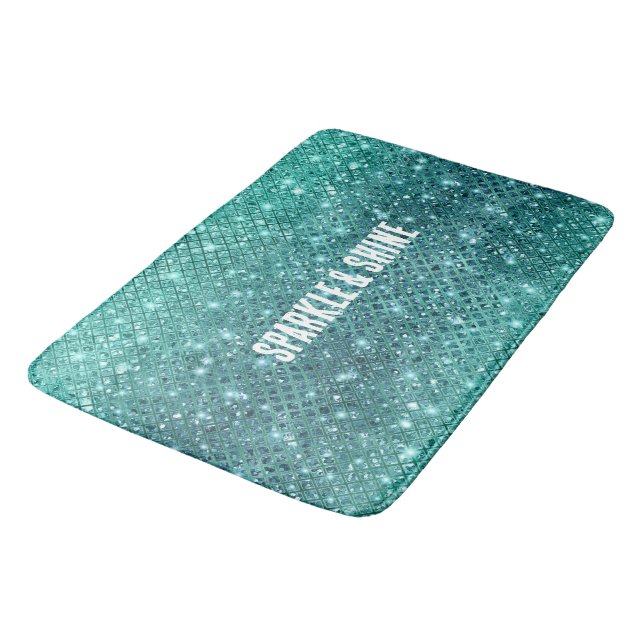 Tapis De Bain Éperche verte Turquoise Aqua (Angle)