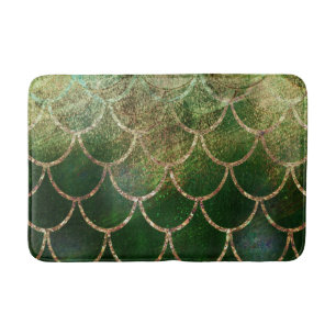 Tapis De Bain Éscaliers de poissons de Sirène de Shimmer vert et