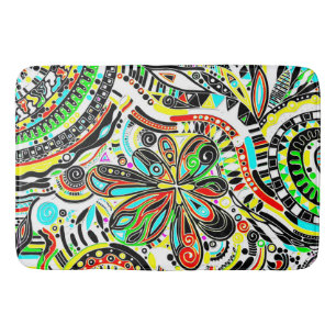 Tapis De Bain Esquisse Imaginaire Art - Fleurs Abstraites 3