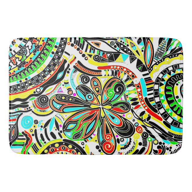 Tapis De Bain Esquisse Imaginaire Art - Fleurs Abstraites 3 (Devant)