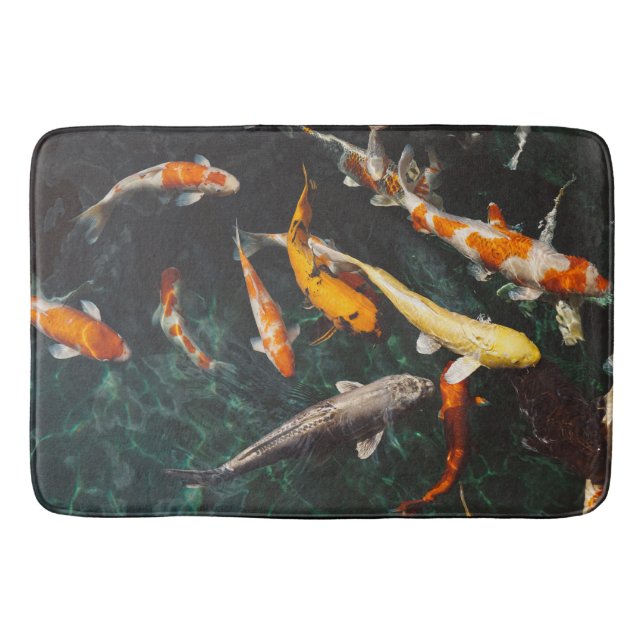 Tapis De Bain Etang de poisson asiatique Koi orange et blanc (Devant)