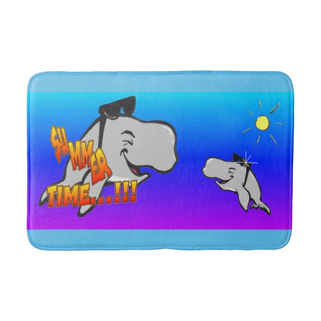 Tapis De Bain Été Baleines Cartoon Turqoise Bathmat (Devant)