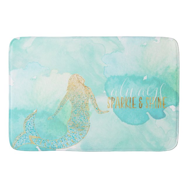 Tapis De Bain Étincelle d'or d'Aqua de sirène (Devant)