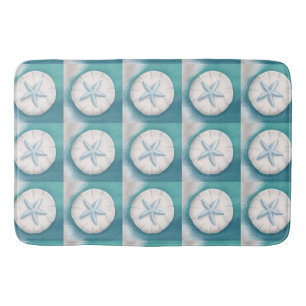 Tapis De Bain Étoile de mer sarcelle et plage de dollar de sable