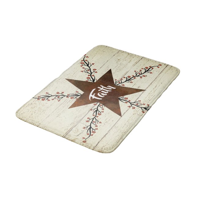 Tapis De Bain Etoile rouillée et baies, Foi (Angle)