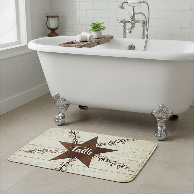 Tapis De Bain Etoile rouillée et baies, Foi (Créateur téléchargé)