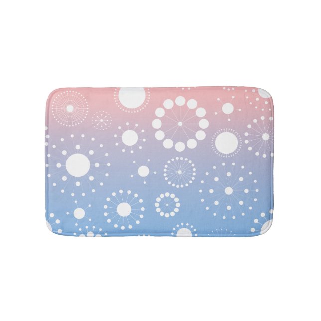 Tapis De Bain Étoiles Abstraites blanches & Arrière - plan rose  (Devant)