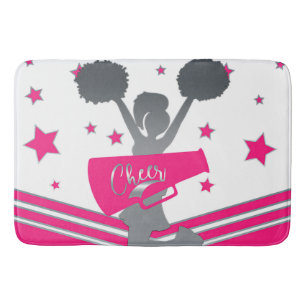 Tapis De Bain Étoiles d'argent blanc rose chaud Cheer Cheer