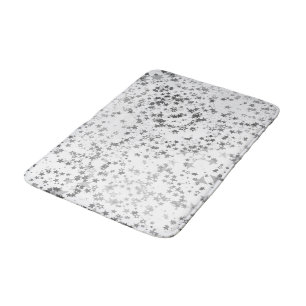Tapis De Bain Étoiles d'argent lunaire sur blanc