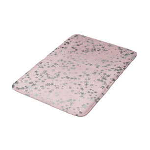 Tapis De Bain Étoiles d'argent Whimsical sur rose