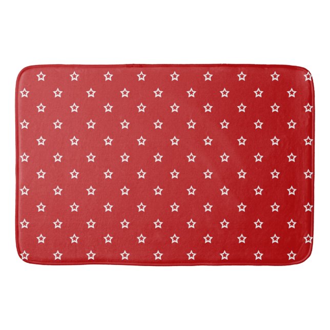 Tapis De Bain Étoiles de blanc sur le rouge lumineux (Devant)