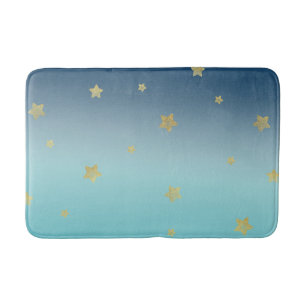 Tapis De Bain Etoiles d'or Aqua Blue Ombre