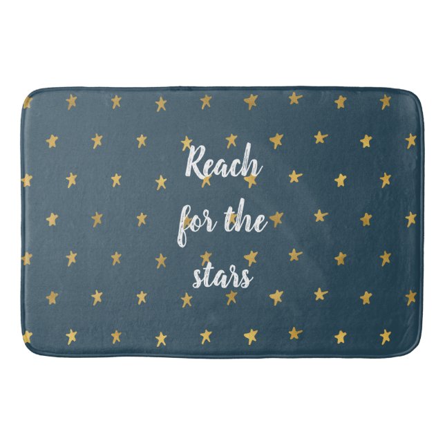 Tapis De Bain Étoiles d'or bleu bleu marine (Devant)