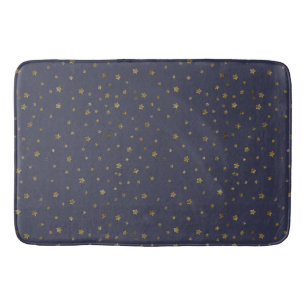 Tapis De Bain Étoiles d'or sur le bleu marine