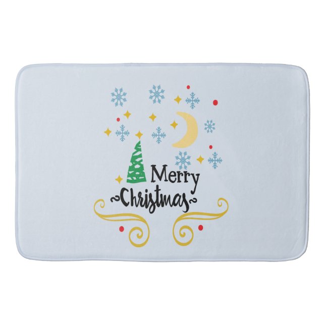 Tapis De Bain Étoiles, Lune, Snowflakes et Joyeux Noël, ZSSG (Devant)