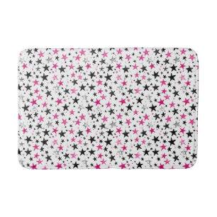Tapis De Bain Étoiles Roses Argent Noires