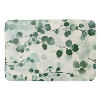 Tapis De Bain Eucalyptus Mint Aquarelle Florale