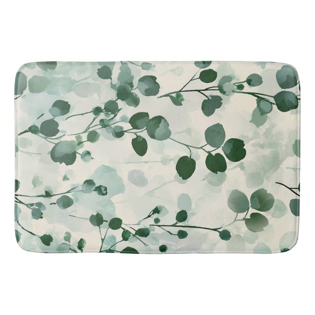 Tapis De Bain Eucalyptus Mint Aquarelle Florale (Devant)