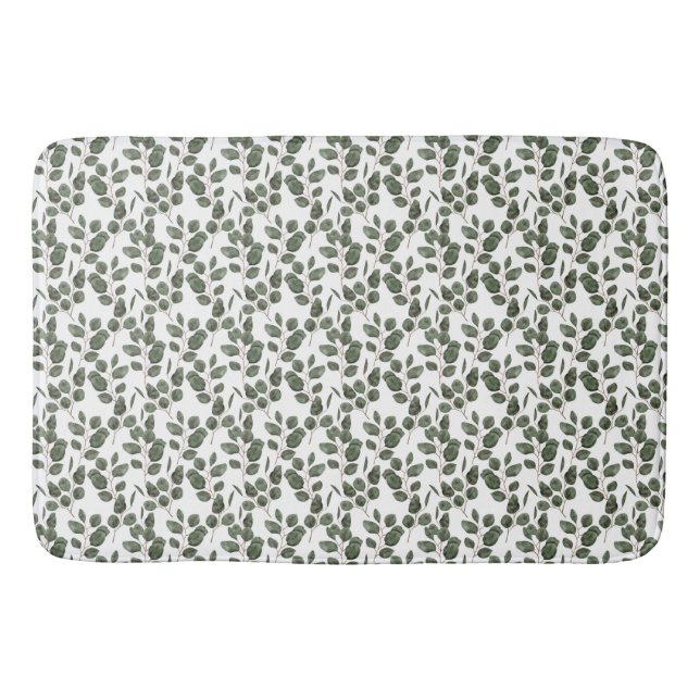 Tapis De Bain Eucalyptus Verdure Botanique Vert Blanc Tendance (Devant)