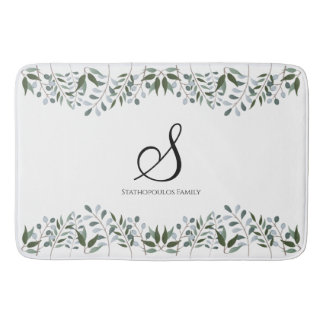 Tapis De Bain Eucalyptus Vert Floral Nom de famille