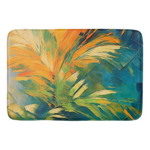 Tapis De Bain Explosion de palmiers abstraite – Énergie tropical