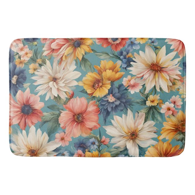 Tapis De Bain Extraordinaire Elégante Fleurs d'été douces (Devant)