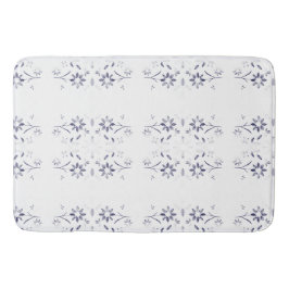 Tapis De Bain Faded Blue and White Floral Pattern