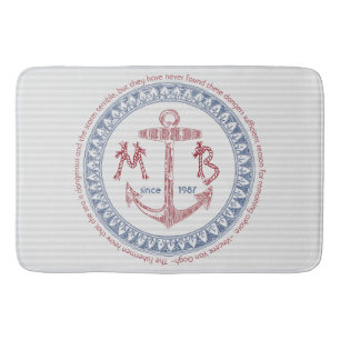 Tapis De Bain Faites à votre propre Ancre vintage le monogramme