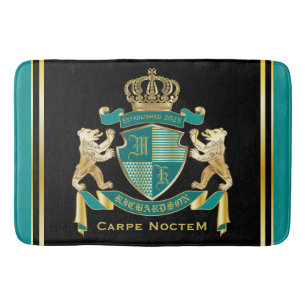 Tapis De Bain Faites votre propre armoiries Turquoise Emblème d